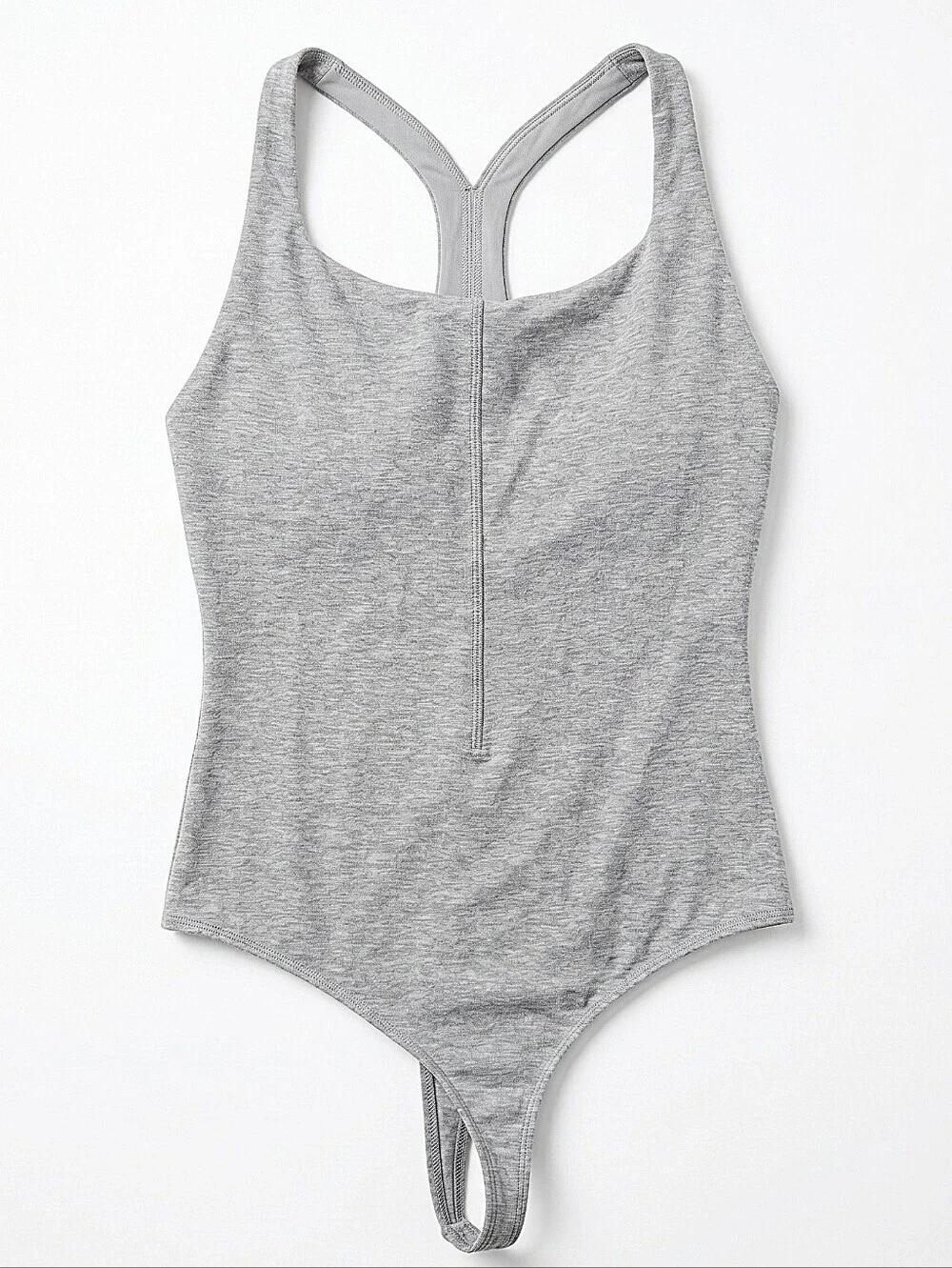 NWT! Fabletics Heather Gray Scoop Neck Racerback Bodysuit